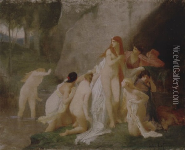 Diana And Her Companions Bathing Oil Painting - Jules Joseph Lefebvre