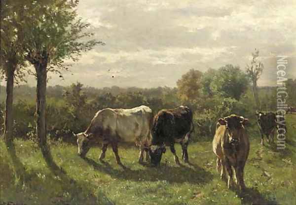 Paturage en Hollande Oil Painting - Johannes-Hubertus-Leonardus de Haas