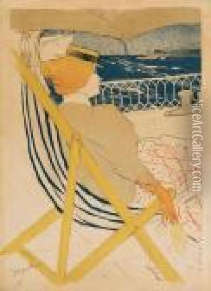 La Passagere De54 - Promenade En Yacht Oil Painting - Henri De Toulouse-Lautrec
