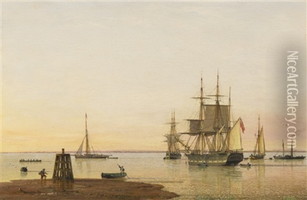 The Barque 'columbine' On The Humber Oil Painting - John Ward Of Hull