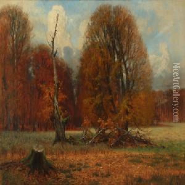 Autumn Day In The Deer Garden, Denmark Oil Painting - Thorvald Simeon Niss