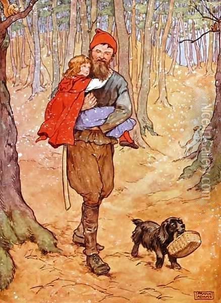 The Woodcutter carries Red Riding Hood home, illustration from 'The Beautiful Book of Nursery Rhymes, Stories and Pictures' Oil Painting - Frank Adams