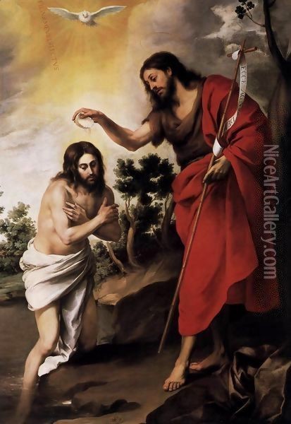 Baptism of Christ Oil Painting - Bartolome Esteban Murillo
