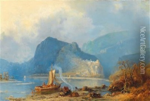 Mountain Lake In The Caucasus Oil Painting - Paul Von Franken