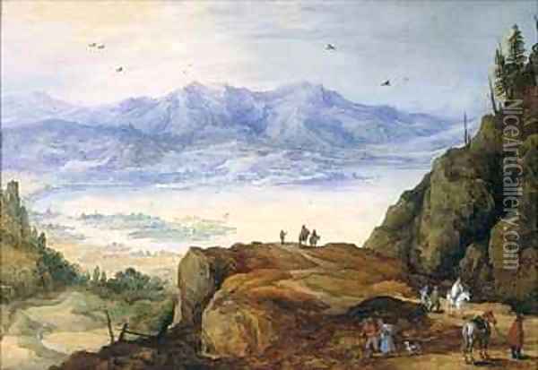 Mountain Landscape Oil Painting - J. & Momper, J.de Brueghel