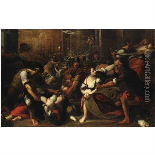 La Strage Degli Innocenti Oil Painting - Giovanni Battista (lo Zoppo di Lugano) Discepoli