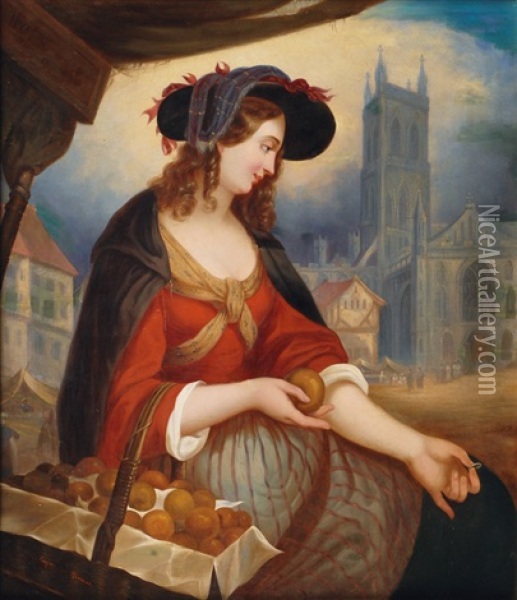 The Peach Merchant Oil Painting - Johann Georg Meyer von Bremen