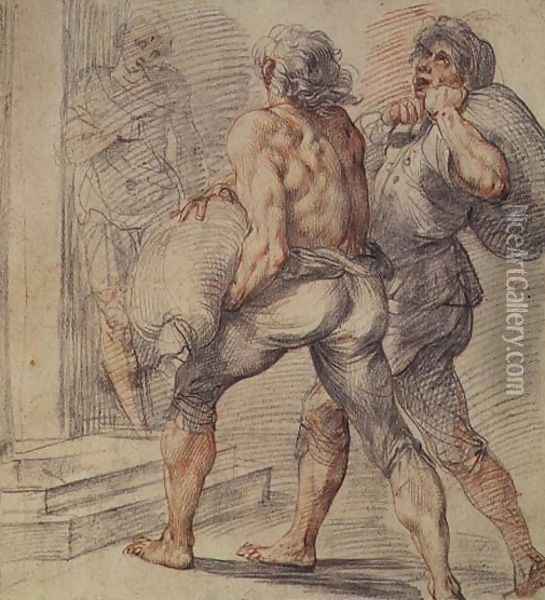 Study of Tax Collectors, c.1591-93 Oil Painting - Giuseppe Cesari