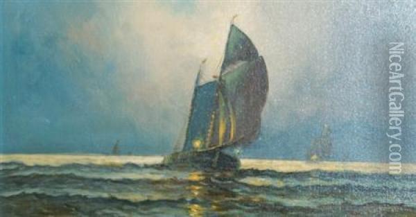Ships At Sea Oil Painting - James Gale Tyler