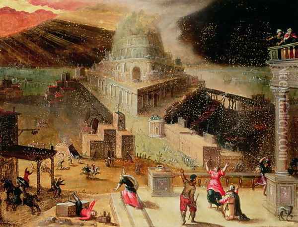 The Destruction of the Tower of Babel Oil Painting - Hendrick van Cleve