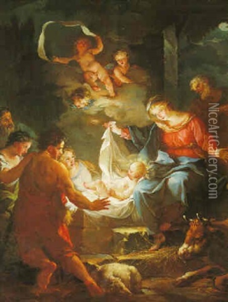 The Adoration Of The Shepherds Oil Painting - Jean Baptiste Marie Pierre