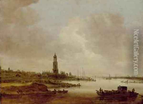 View from Rhenen from the West Oil Painting - Jan van Goyen
