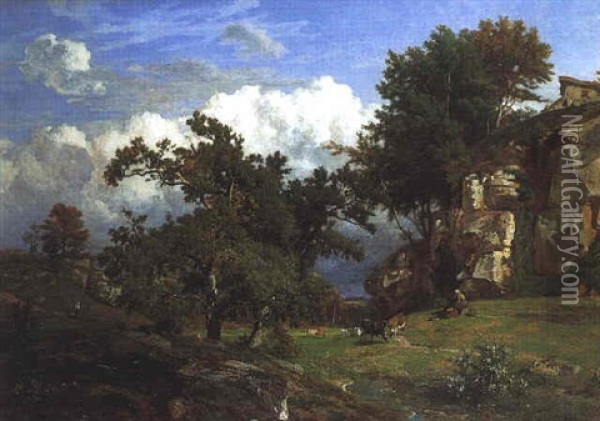 Paysage Du Dauphine Oil Painting - Theodore Fourmois