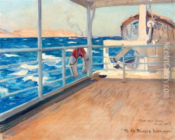 Golf Van Suez, Ss Prinses Juliana Oil Painting - Willy Sluijter