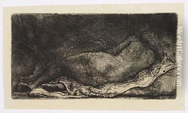 Negress Lying Down<</b> Oil Painting - Rembrandt Van Rijn