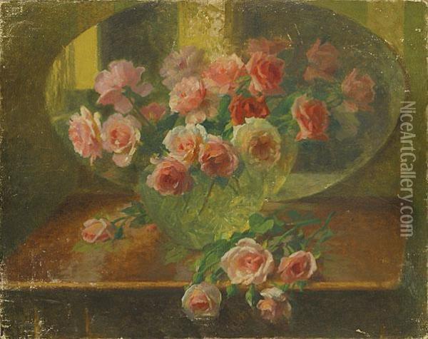 Nature Morte Aux Roses Oil Painting - Henri Kokken
