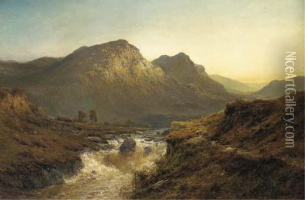 An Autumn Evening-'the Foyers', Invernesshire Oil Painting - Alfred de Breanski