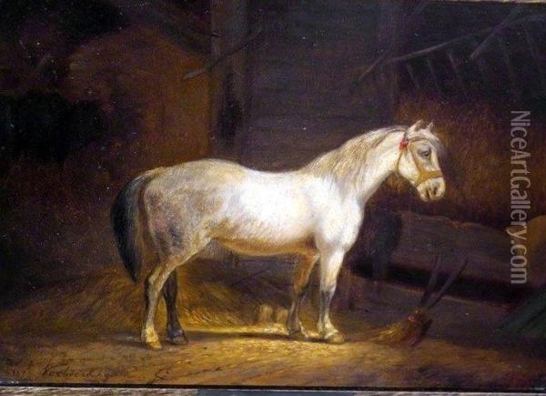 Pferd Im Stall Oil Painting - Eugene Joseph Verboeckhoven