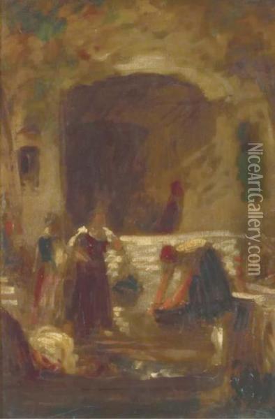 Etude Pour Les Lavandieres Oil Painting - Henri Alexandre Georges Regnault