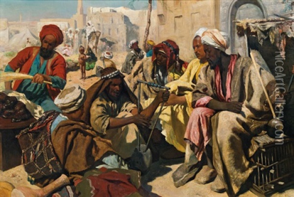 Der Markt In Kairo Oil Painting - Carl Leopold Mueller