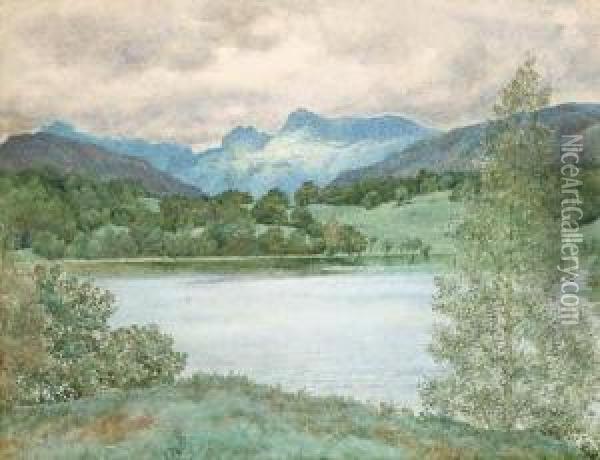 Loughrigg Tarn, Westmorland, Lake District, Cumbria Oil Painting - Henry Holiday