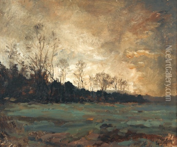 Waldrand Mit Bewolktem Himmel Oil Painting - Felix Dominique De Vuillefroy