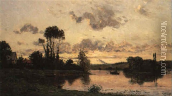 Soir Au Bord De La Riviere Oil Painting - Hippolyte Camille Delpy
