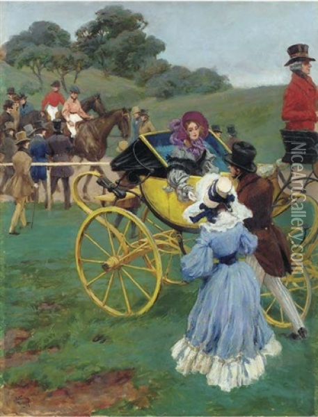 At The Races Oil Painting - Carlo Wostry