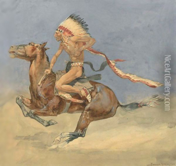 Pony War Dance Oil Painting - Frederic Remington