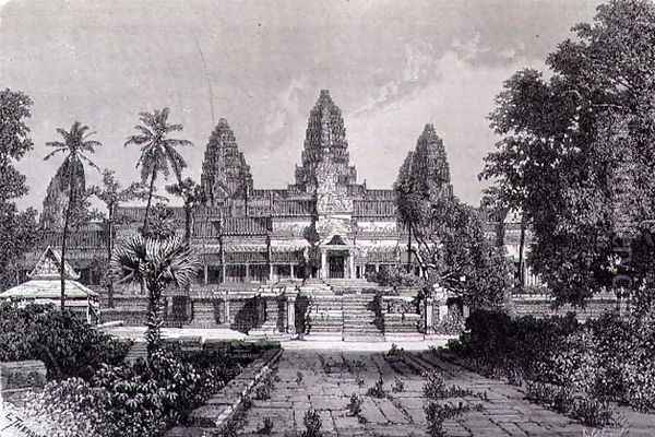 Main facade of Angkor Wat, book illustration from A Journey of Exploration in Indo-China, pub. c.1873 Oil Painting - Therond, Emile Theodore