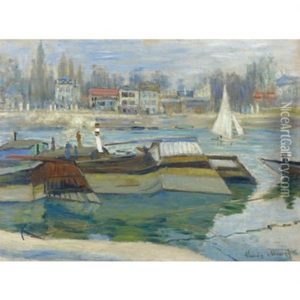 Peniches A Asnieres Oil Painting - Claude Monet