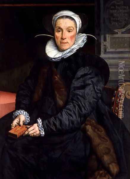 Portrait of Susanna Taymon, wife of Christoffel Roels, 1600 Oil Painting - Pieter Pietersz