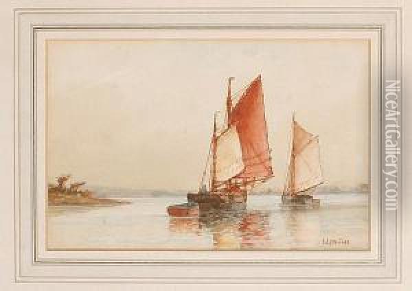 Sailing On Calm Waters Oil Painting - Frederick James Aldridge