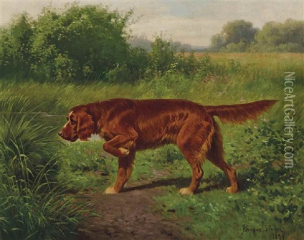 Portrait Of A Labrador Retreiver Oil Painting - Hermann Gustave Simon