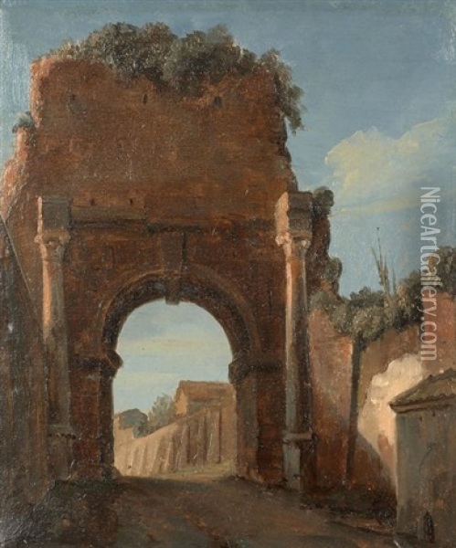 Vue De L'arc De Titus A Rome Oil Painting - Leon Cogniet