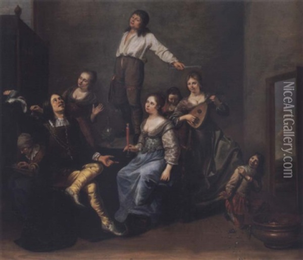 A Merry Company Oil Painting - Johan Baeck