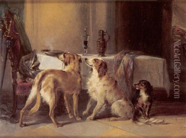 Atelierszene Mit Hunden Oil Painting - Johann Matthias Ranftl
