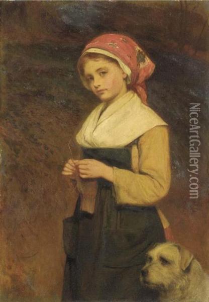 Knitting Oil Painting - Charles Sillem Lidderdale
