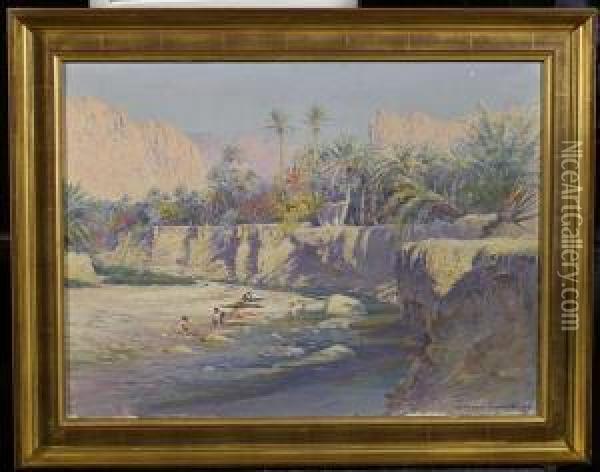 El Kantara. 1903. Oil Painting - Jules Blancpain