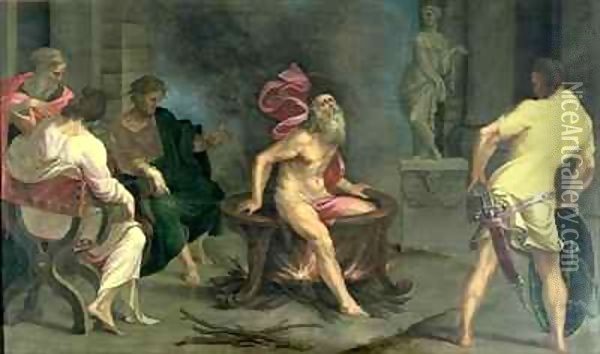 The Martyrdom of St. John the Evangelist Oil Painting - Girolamo Mazzola Bedoli