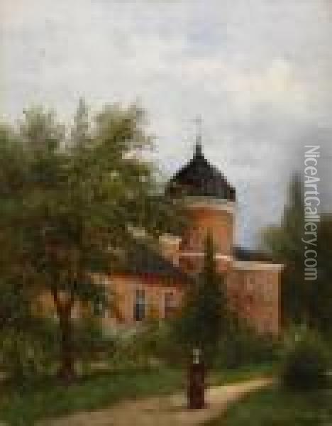 Pa Promenad Vid Gripsholms Slott Oil Painting - Severin Nilson
