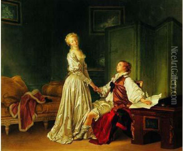 Le Contrat Ou La Promesse De Mariage Oil Painting - Jean-Honore Fragonard