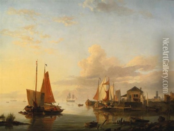 Dutch Boats Oil Painting - Hermanus Koekkoek the Elder