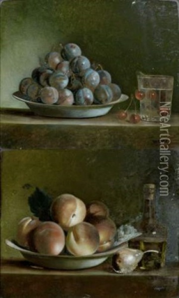Nature Morte De Fruits (2 Works) Oil Painting - Francois Xavier Vispre