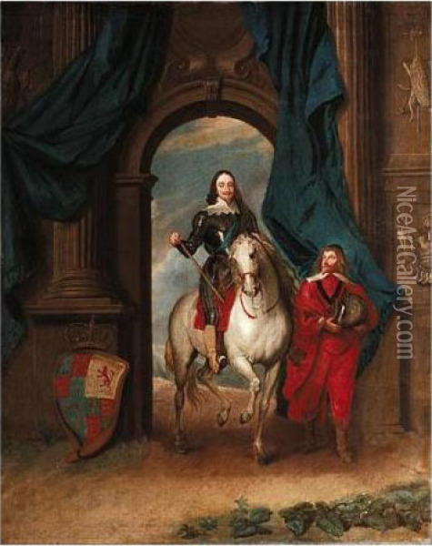 Equestrian Portrait Of Charles I With M. St. Antoine Oil Painting - Sir Anthony Van Dyck