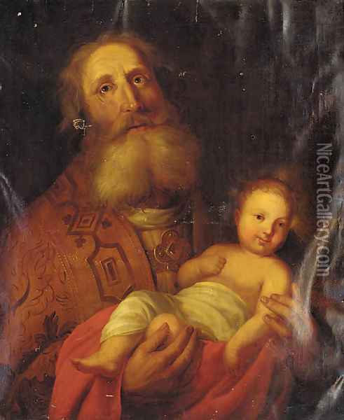 Joseph and the Christ Child Oil Painting - Rembrandt Van Rijn