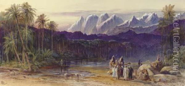 An Arab Encampment In Wadi Feiran, Egypt Oil Painting - Edward Lear