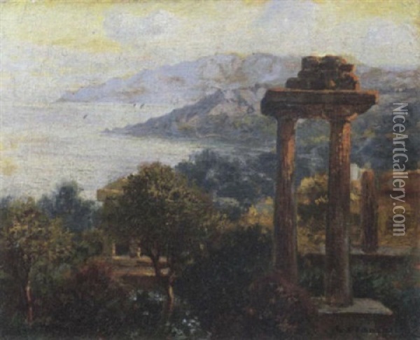 Paesaggio Costiero Con Antichi Ruderi Oil Painting - Carlo Brancaccio