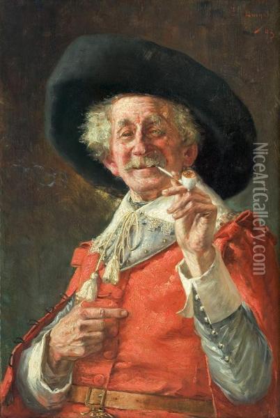 Pipe Smoker Oil Painting - Edmond Louyot
