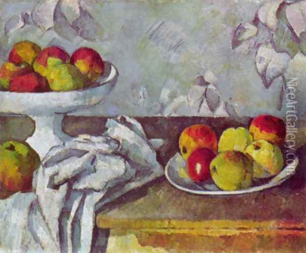 Still life with apples and fruit bowl Oil Painting - Paul Cezanne